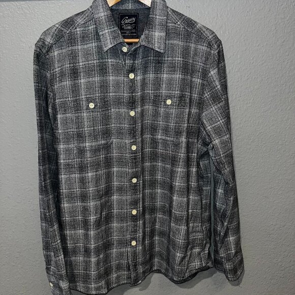 GRAYER'S HERITAGE FLANNELBlack & Gray Plaid Men's Flannel Button Up Shirt EUC L - Picture 1 of 8